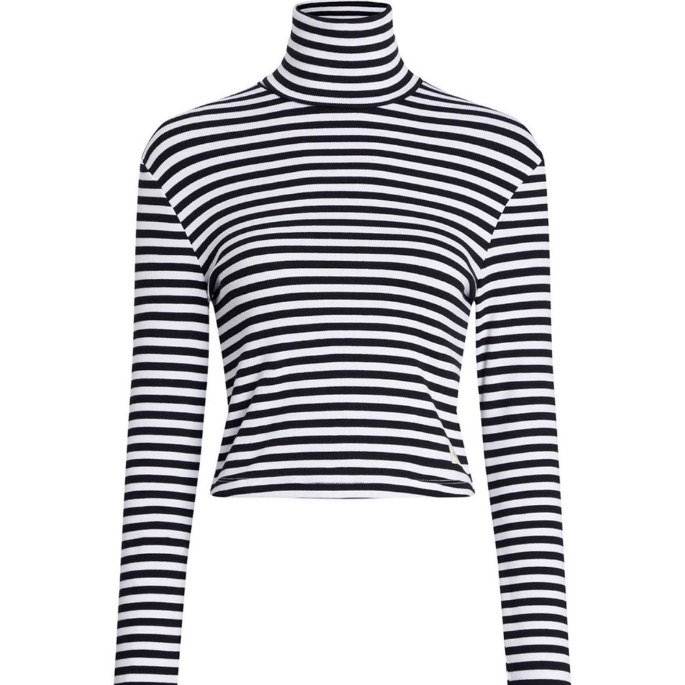 Calvin Klein Black and White Striped Crop Top
